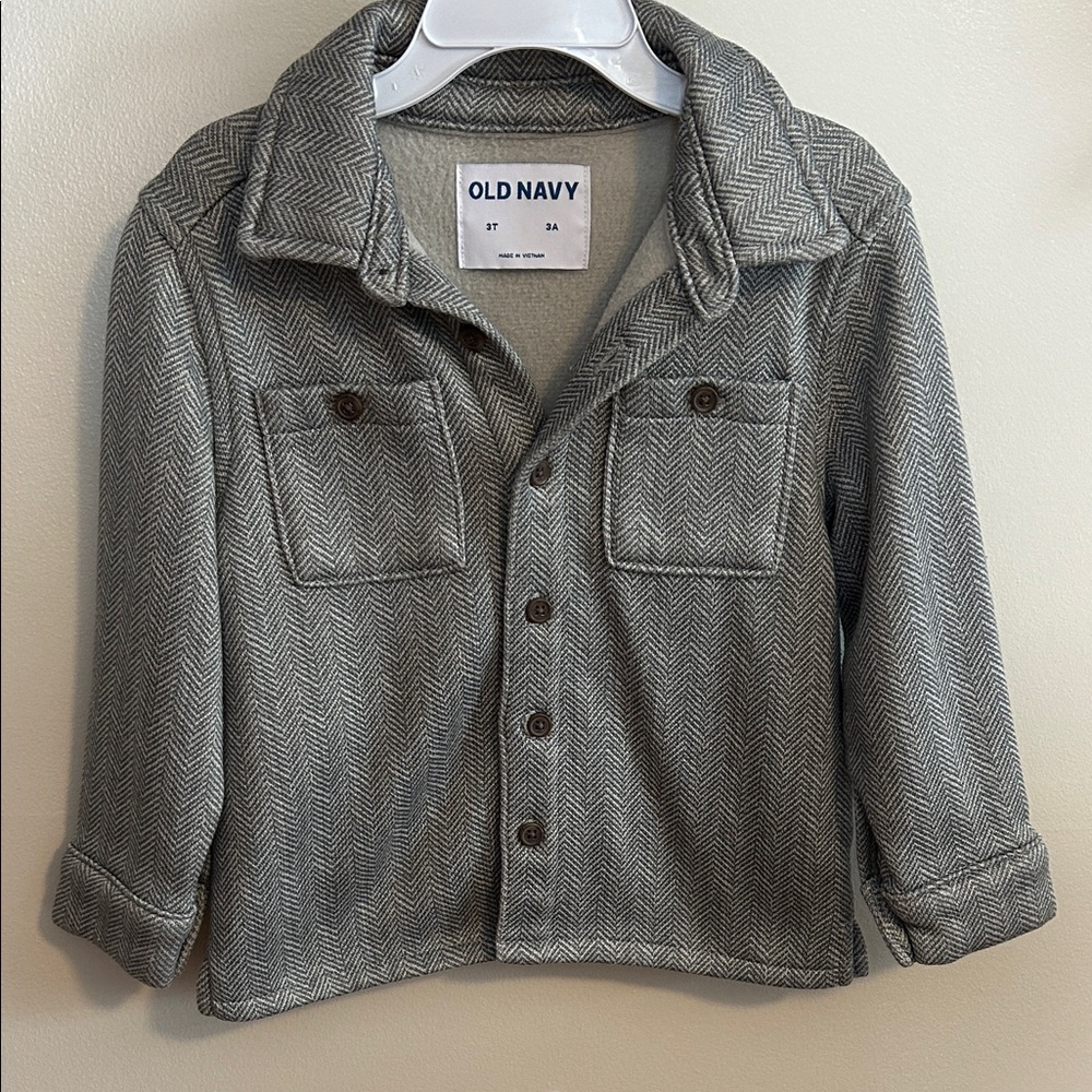 Old Navy Herringbone Sweater-Fleece Utility Shacket for Toddler Boys